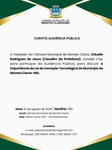 2ª Audiência Lei Inovação – Montes Claros
